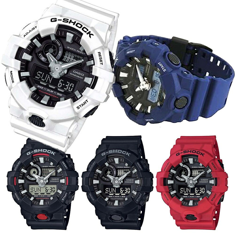 王様舶来館のG-SHOCK CASIO GA-700 アナデジ ブラック レッド ホワイト 海外モデル 腕時計【並行輸入品】｜アングル2