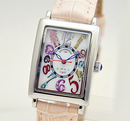 商品詳細ブランドPierre Talamon ピエール・タラモン商品番号PT-9500L-3素材真鍮＆ステンレス ベルト：本革型押し キュービックジルコニアムーブメントクォーツ式防水日常生活防水カラーホワイト/マルチカラー×ピンク サイズケース：（約）縦24×横31×厚8.5mm ベルト手首周り：（約）155〜200mm