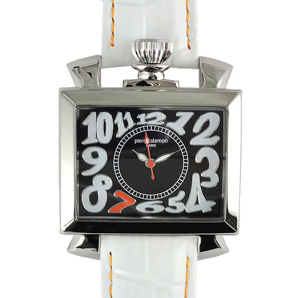 [ピエールタラモン]pierretalamon 腕時計 スクエア ビッグフェイス ウォッチ ホワイト/ブラック PT-6000-2 レディース