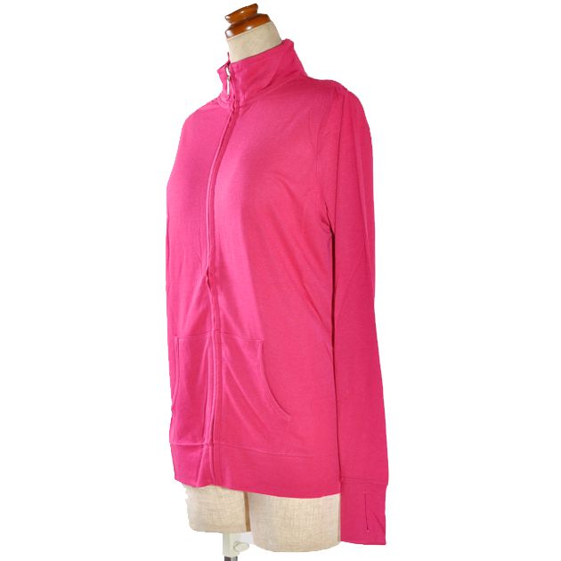 UVカット ブルゾン レディース 長袖 ジップアップ 指ぬき 紫外線防止 日除け 羽織り カットソー 日焼け防止 ニット 洗える 動きやすい 大人 ナチュラル アウトドア 冷え防止 スポーツ 運動 春 夏 秋 無地 シンプル サックス プラム M L 014700