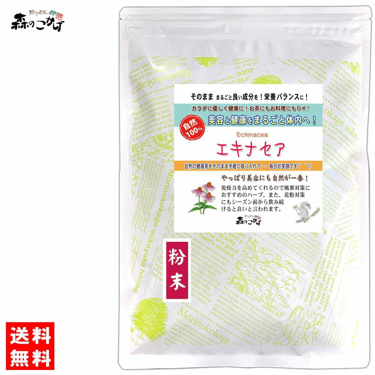 B2【送料無料】 エキナセア 110g (粉末) パウダー えきなせあ ふんまつ インディアンのハーブと呼ばれる ムラサキバレンギク パウダーティー エキナセアティー (残留農薬検査済み) 北海道 沖縄 離島も無料配送可 森のこかげ 健やかハウス 売筋粉