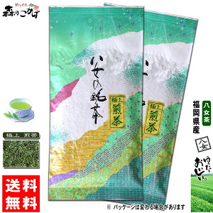 Y1【送料無料】 極上 煎茶 (100g×2個セット) 福岡県 ≪八女茶≫ 緑茶 やめちゃ ごくじょう せんちゃ 茶葉 (残留農薬検査済み) 北海道 沖縄 離島も無料配送可 森のこかげ 健やかハウス やめ茶