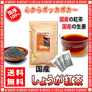 【送料無料】 芯から温まる手作り“ 国産 しょうが紅茶 ” (2.5g×30p)「ティーバッグ」 寒がりの方に！ 生姜ショウガ紅茶 森のこかげ 健やかハウス