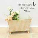 【あす楽】 プランター ダマスクティンスクエア L White 5455 村田屋産業 おしゃれ 寄せ植え ガーデニング 植木鉢 ポット フラワーポット 穴あり 長方形 ブリキポット 脚付き 鉢 カバー ブリキ インテリア 園芸 花 ハーブ 多肉 植物 観葉植物 花壇 かわいい アンティーク