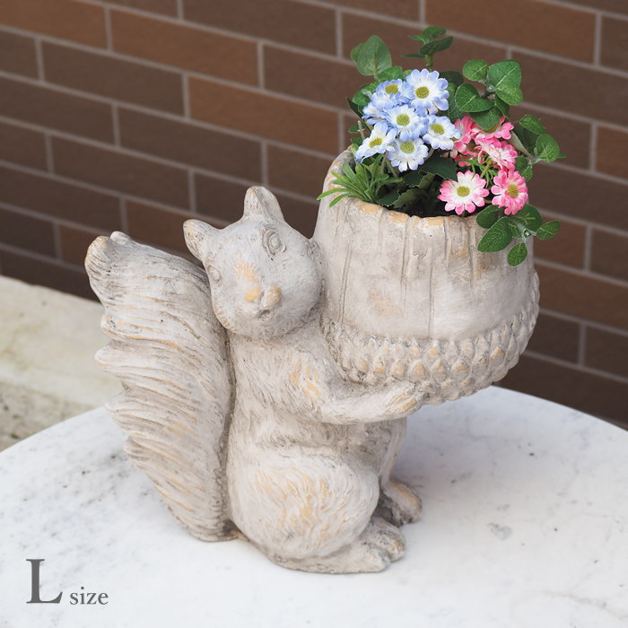 【あす楽】 植木鉢 リスのどんぐりポットL 1785 村田屋産業 プランター ポット セメントポット 鉢 底穴..