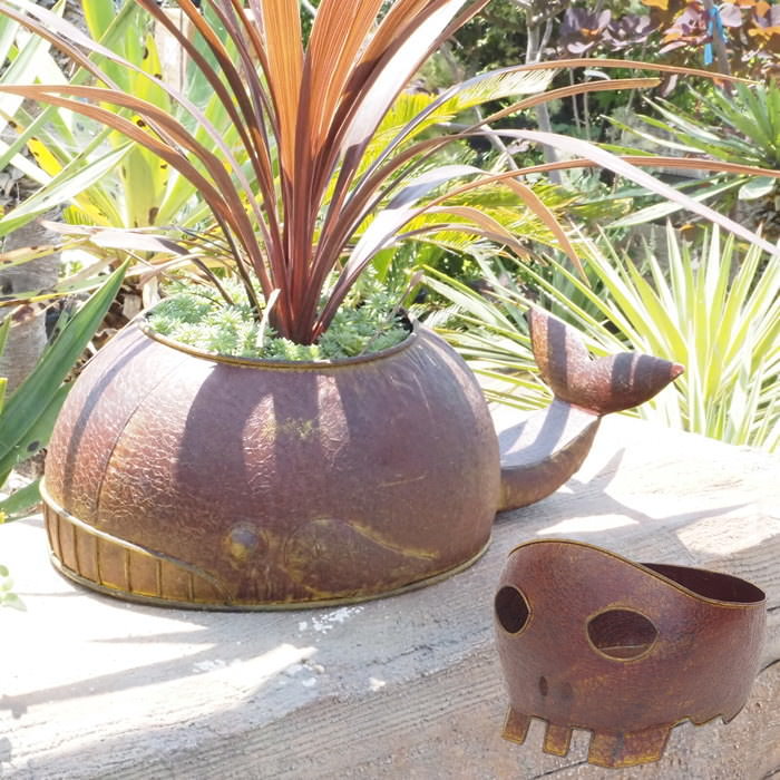 ブリキ ポット ガーデニング メタルスカルプランター 4944 メタルホエールポット 4945 村田屋産業 プラ..