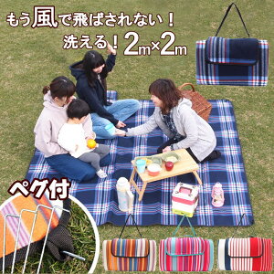 【限定特価】 レジャーシート 大きい 厚手 ペグ付き 留め具付き 2畳 大判 運動会 お花見 洗える 6人-8人 レジャーマット ピクニックシート クッション 折りたたみ おしゃれ 2m 【レジャーシートショルダー2way 200×200cm】【あす楽対応】