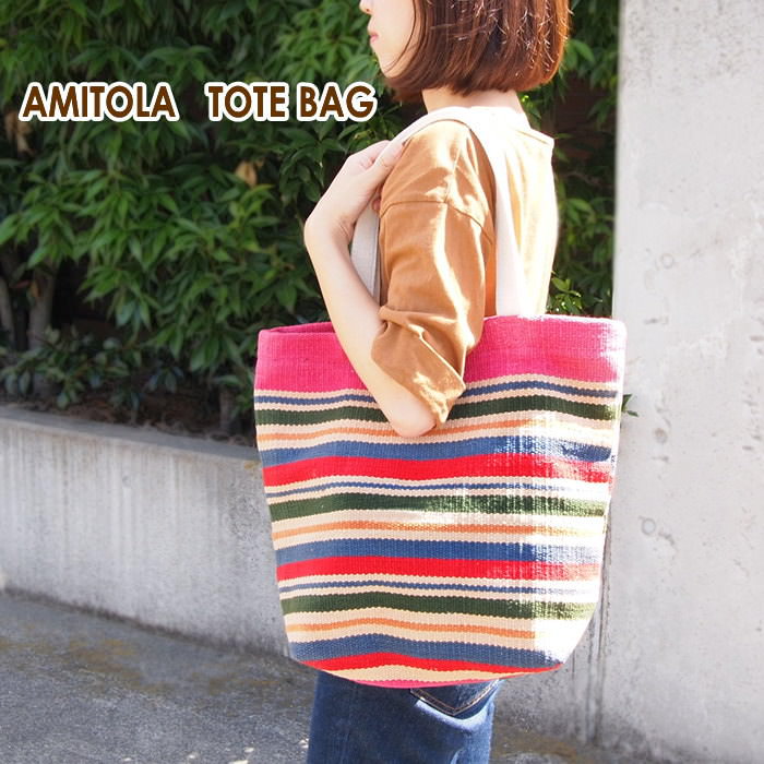 【あす楽】 AMITOLA トートバッグ バッグ トート キャンバス レディース メンズ 縦型 布 ショルダーバッグ トート A4 縦 マザーズバッグ コットン カジュアル ボーダー ナチュラル ピンク 綿 ネイティブ 52256 【送料無料】