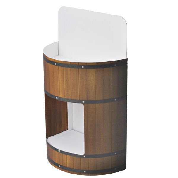 【個人宅配送不可／配送先名に屋号必須】木樽風 ディスプレイ 陳列台 段ボール組立て式什器 60625-01 サイズ：W500×D255×H797mm(ボード含む) 【T048】【メーカー直送1】