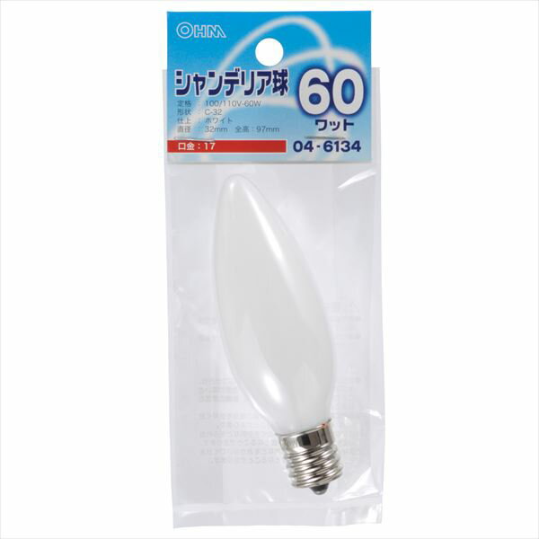 Rakuten - シャンデリア球 E17 60W ホワイト LB-C2760-W 04-6134 オーム電機