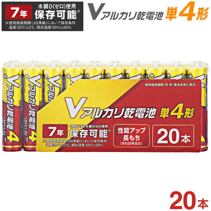 【メール便送料無料】Vアルカリ乾電池 単4形 20本パック｜LR03VN20S 08-4038 オーム電機 OHM