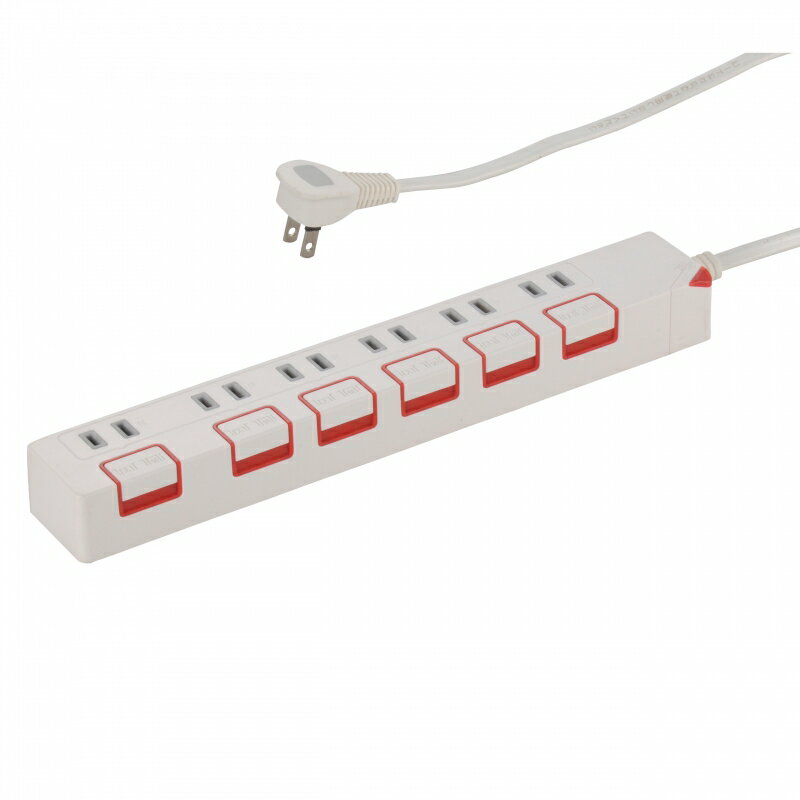 Rakuten - オーム電機 電源タップ 節電タップ スイッチ付 押しボタン 6個口 2.5m ホワイト 白 ACアダプタ対応 難燃樹脂 トラッキング防止 L字 プラグ テーブルタップ コンセントタップ マルチタップ OAタップ｜オーム電機 HS-T1180W 00-1180