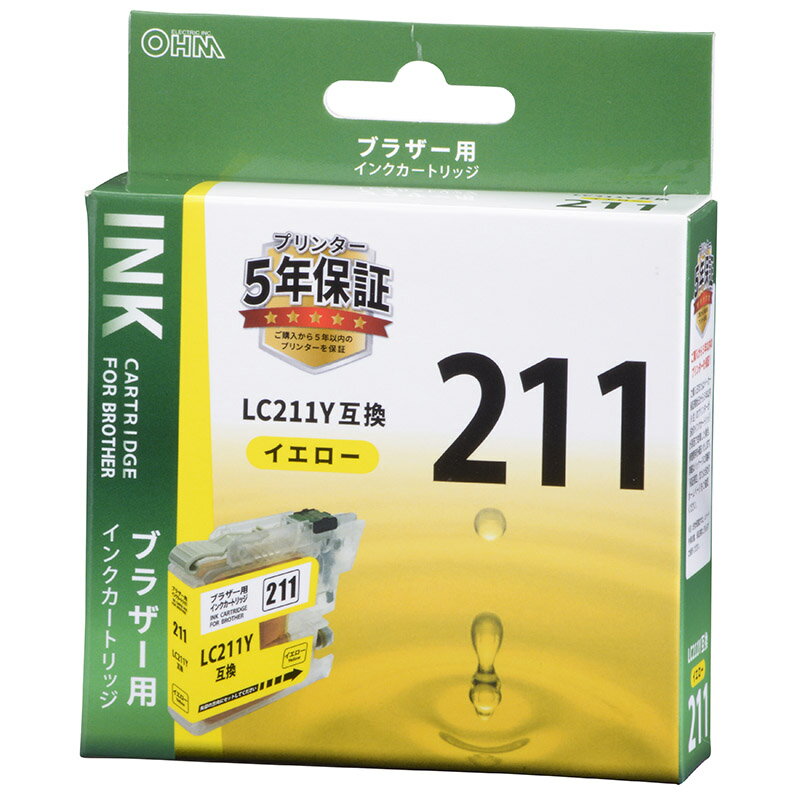 樂天商城 - ブラザー互換インク LC211Y イエロー_INK-B211B-Y 01-4273 オーム電機