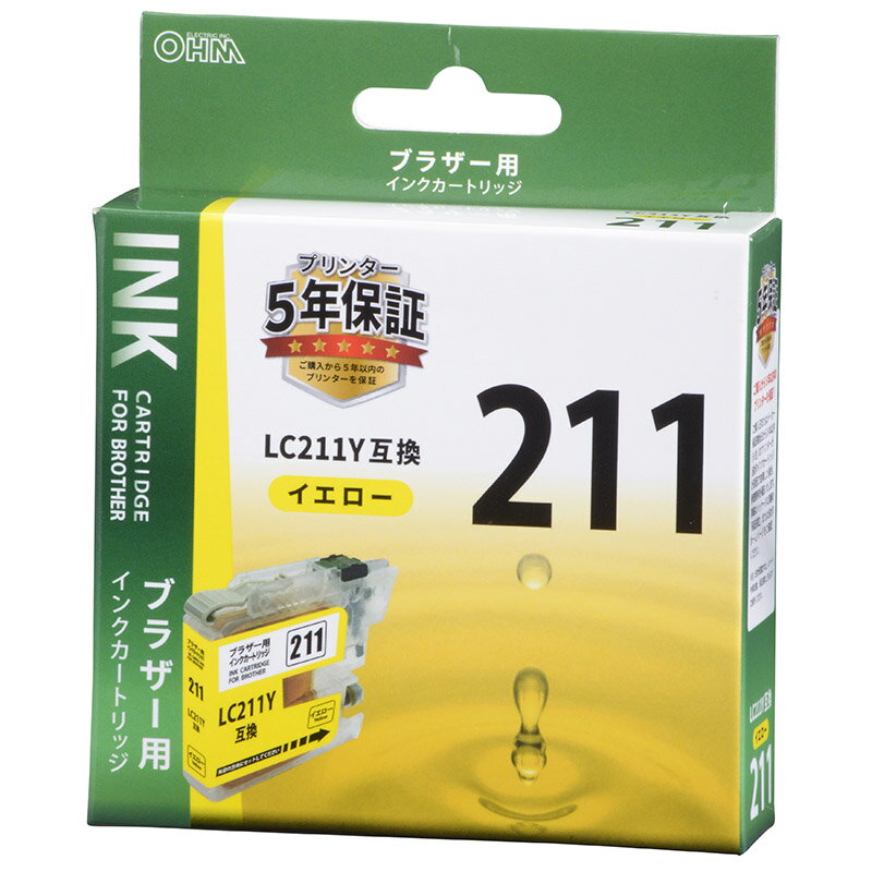 ブラザー互換インク LC211Y イエロー_INK-B211B-Y 01-4273 オーム電機