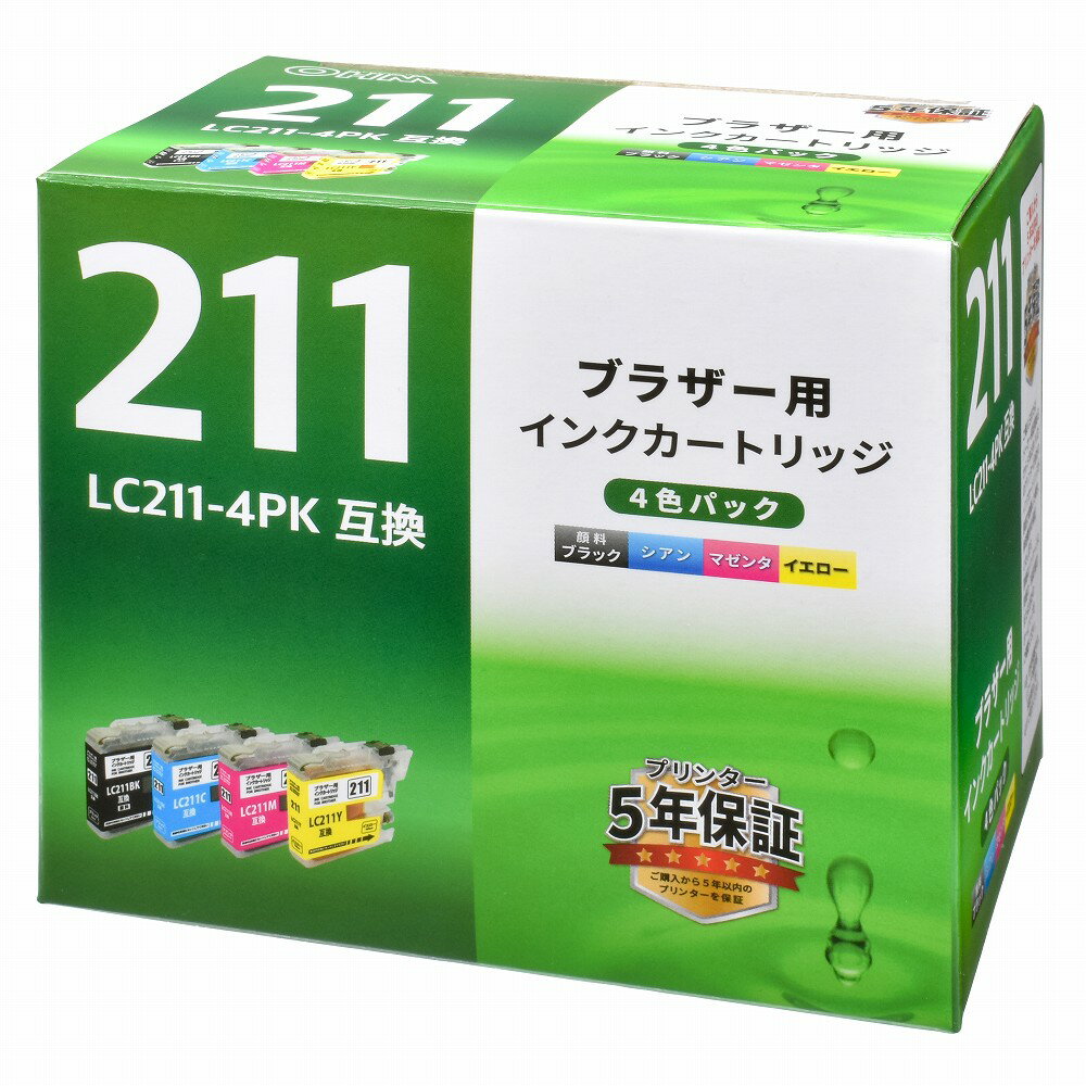 樂天商城 - ブラザー互換インク LC211-4P 4色入_INK-B211B-4P 01-4274 オーム電機