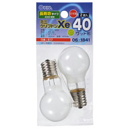 ミニクリプトン電球 E17 40W相当 36W ホワイト 2個入 日本製 LB-PS3740K-WLL2 06-1841 オーム電機