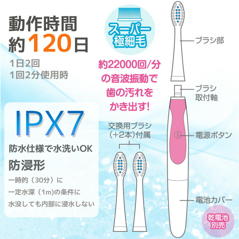 Iberis 電動ハブラシ 音波歯ブラシ ピン...の紹介画像2