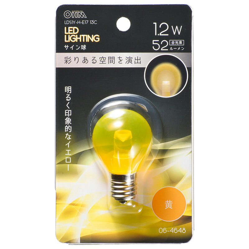 Rakuten - LED電球 サイン球 E17 クリア黄｜LDS1Y-H-E17 13C 06-4648 OHM オーム電機