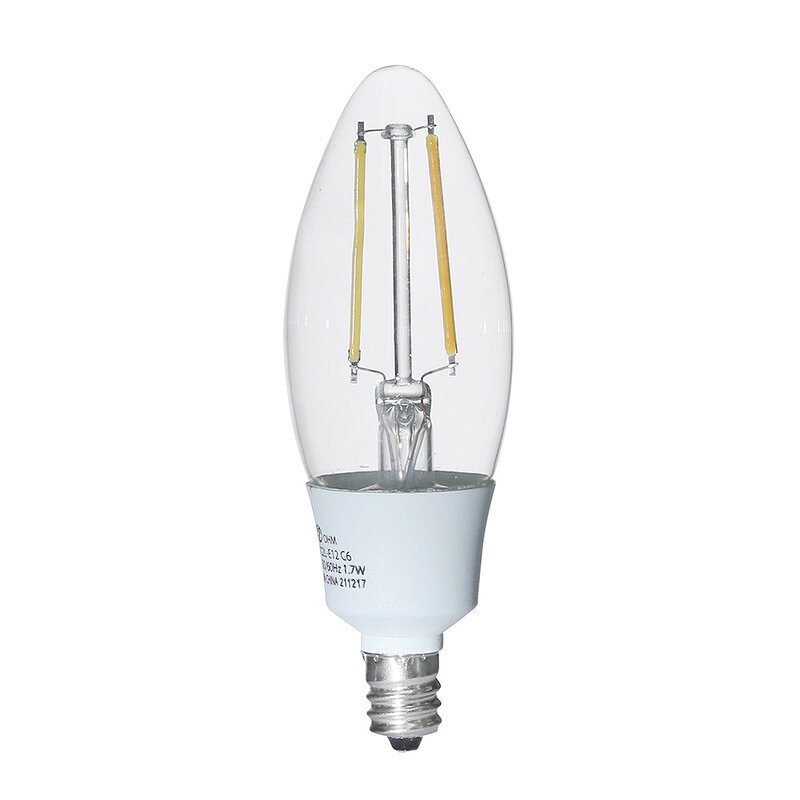 LED電球 フィラメント シャンデリア球 E12 25形相当 電球色|LDC2L-E12 C6 06-3455 OHM [2]