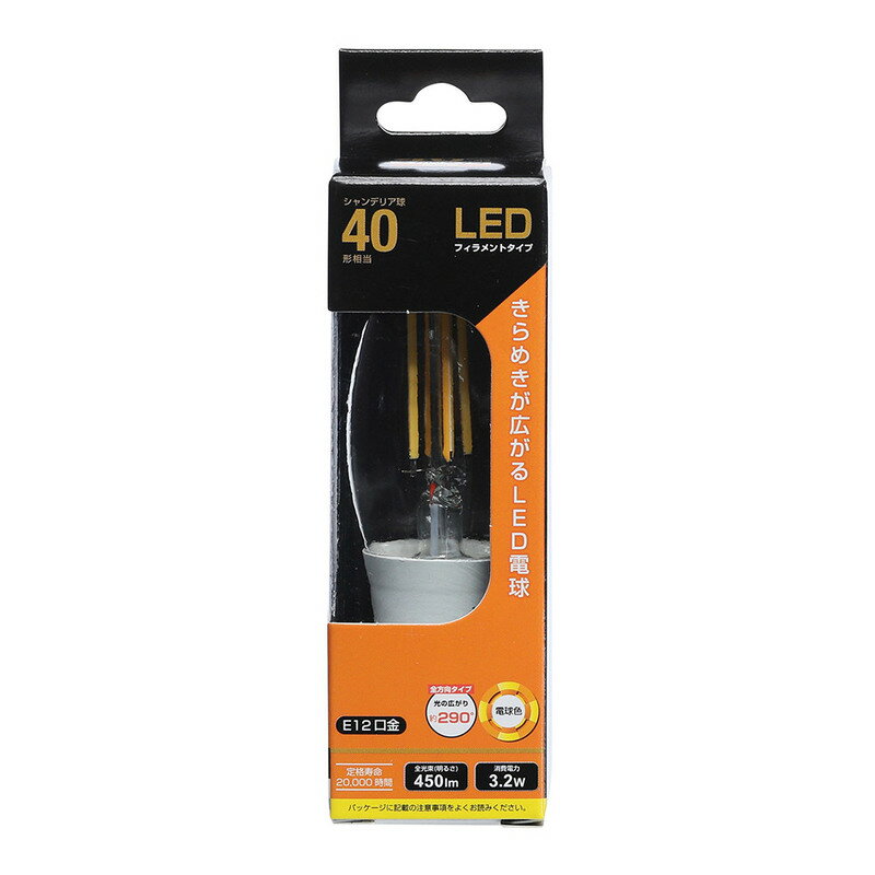 Rakuten - LED電球 フィラメント シャンデリア球 E12 40形相当 電球色｜LDC3L-E12 C6 06-3456 OHM