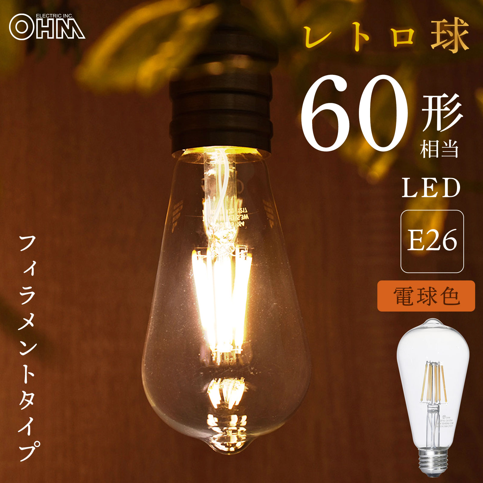 LEDŵ ե ȥ E26 60 ŵ忧LDF5L C6/ST64 06-3893 OHM