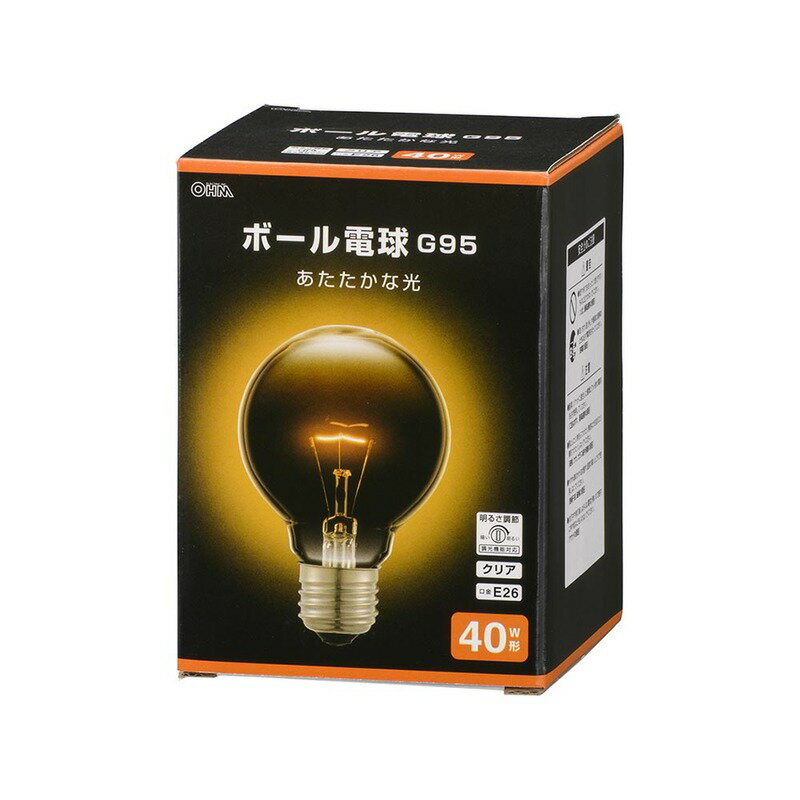Rakuten - ボール電球 E26 40W形 G95 クリア｜LB-G9638K-CN 06-0871 オーム電機