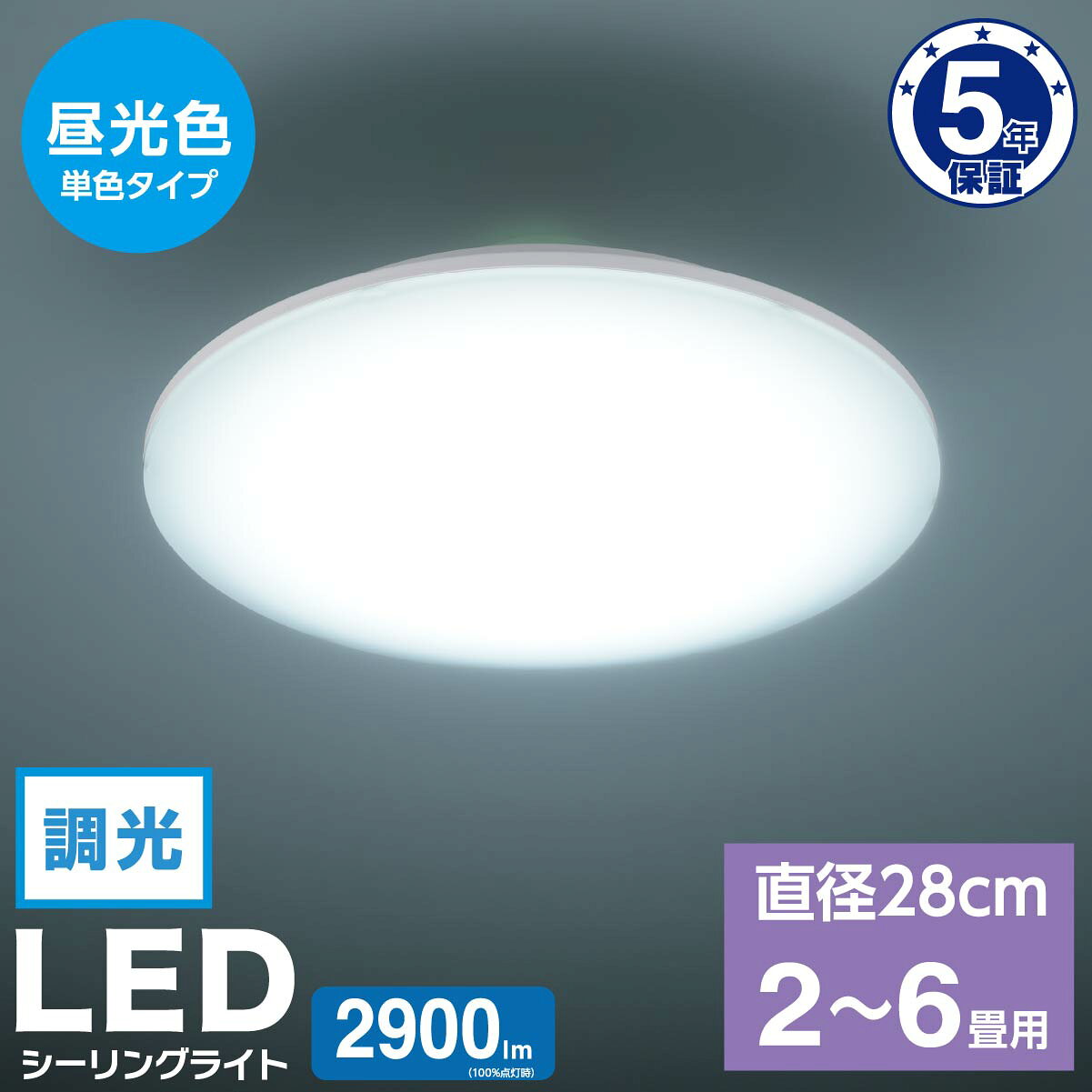 Rakuten - シーリングライト LED 小型 直径28cm 2〜6畳 3段階 調光 昼光色 5年保証 天井 照明 ライト コンパクト シンプル 節電 省エネ リビング ダイニング 洋間 洋室 和室 寝室 ワンルーム 子供部屋 納戸 内玄関 工事不要｜オーム電機 LE-Y26GS-WD 06-5054