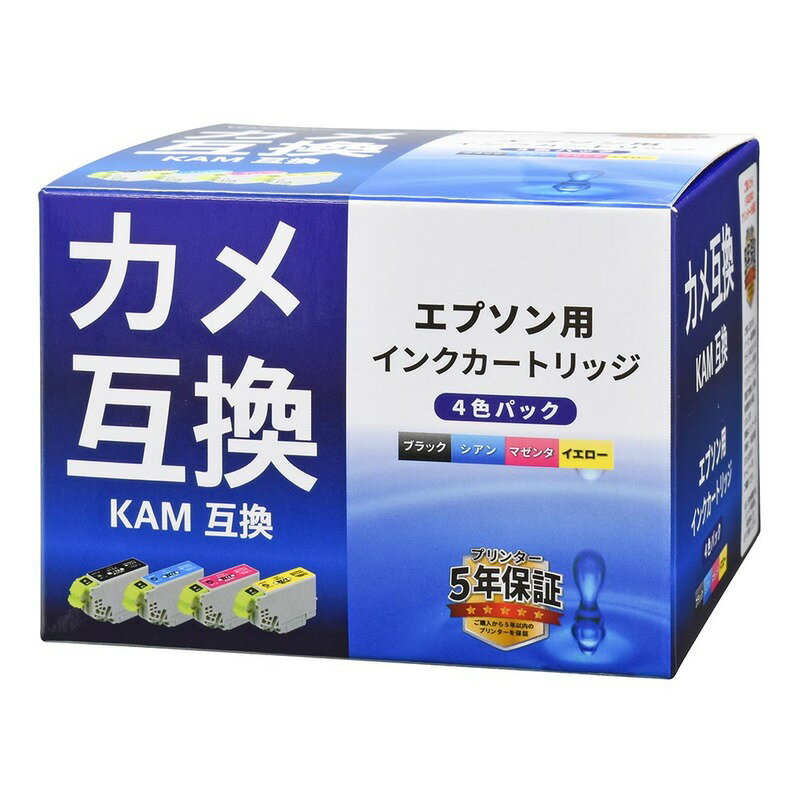 乐天商城 - エプソン互換インク カメ 4色パック プリンター5年保証｜INK-EKAM-4P 01-7783 オーム電機