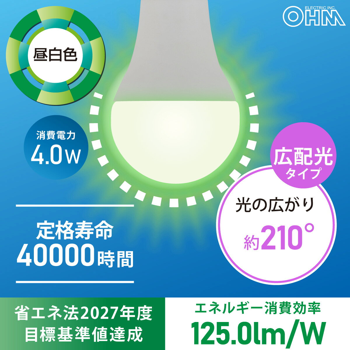 LED電球小形 E17 40形相当 昼白色 密閉器具対応 断熱材施工器具対応 2個入｜LDA4N-G-E17 AG62P 06-5543 オーム電機 e-price-10030547 e-プライス サンプル画像2