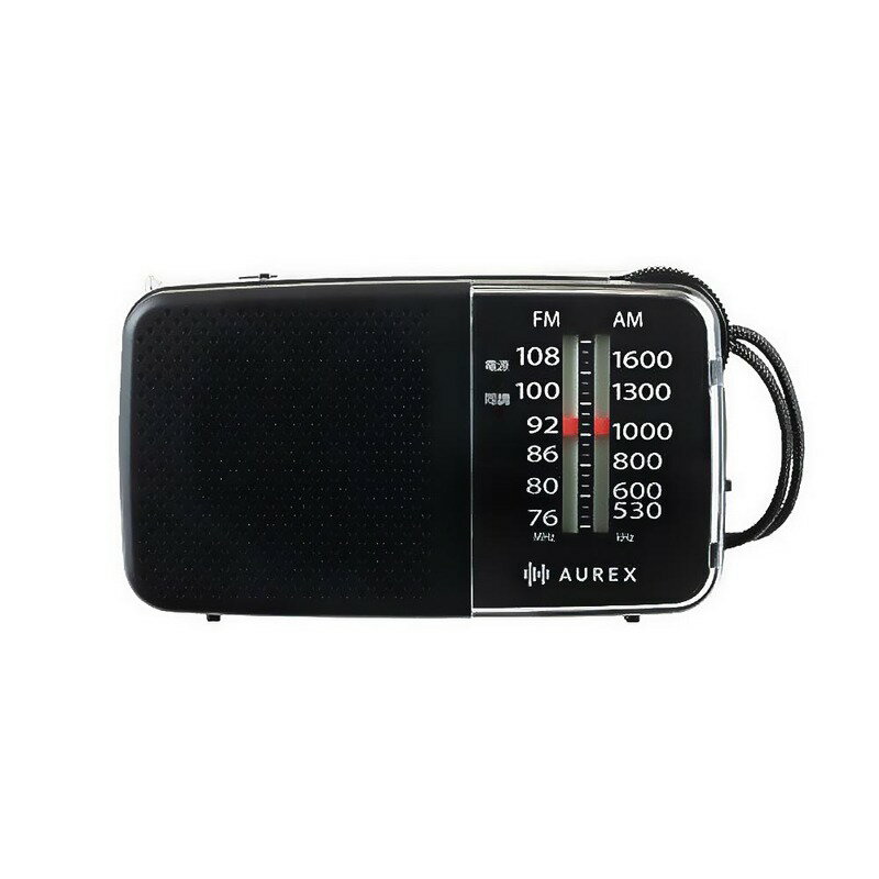 東芝 ホームラジオ ヨコ型 LEDライト付 AM/FM ワイドFM対応 FMアンテナ付 スピーカー付 単3電池2本付属 ブラック ポータブル 小型ラジオ 携帯ラジオ 防災ラジオ｜TY-KR20(K) 17-4261