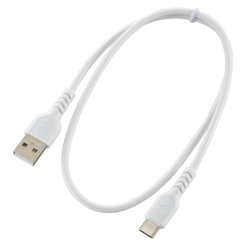AudioComm USB-A to USB-C 0.5m USB2.0対応 充電ケーブル データ転送ケーブル usb-c usb type-c ケーブル typecケーブル 充電コード データ転送 最大480Mbps 電流3A 耐久性ロングブッシュ形状 ホワイト SMT-L05DAC-W 01-7321 オーム電機