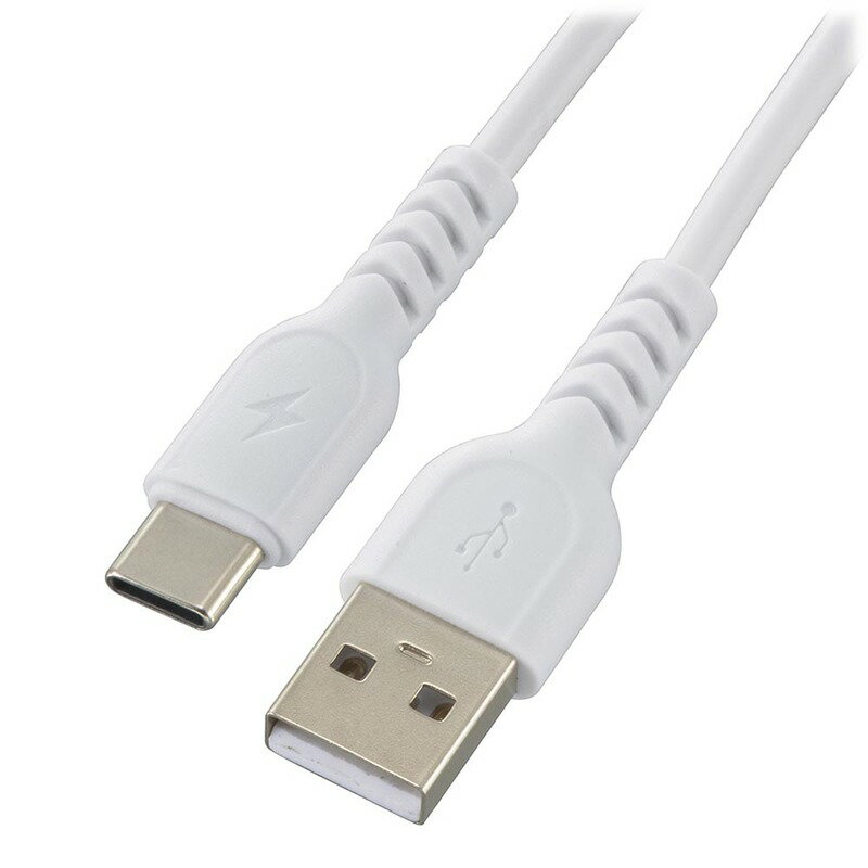 AudioComm USB-A to USB-C 2m USB2.0対応 充電ケーブル データ転送ケーブル usb-c usb type-c ケーブル typecケーブル 充電コード データ転送 最大480Mbps 電流3A 耐久性ロングブッシュ形状 ホワイト SMT-L20DAC-W 01-7323 オーム電機