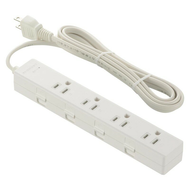 Rakuten - オーム電機 電源タップ 抜け止め 雷ガード 4個口 2m ACアダプタ対応 難燃樹脂 マグネット付 テーブルタップ コンセントタップ マルチタップ OAタップ｜HS-TKML42-3P25-W 00-1049
