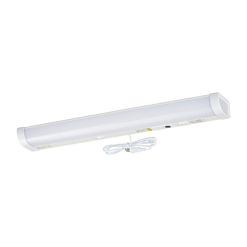 乐天商城 - LED 流し元灯 キッチンライト 多目的灯 センサースイッチ 電気工事不要 電源コード付 コンセント式 簡単取付 630mm 昼光色 照明器具 ベースライト 棚 手元 ライトバー バーライト デスクライト 机｜オーム電機 LT-LSL13D-HSS 06-4196