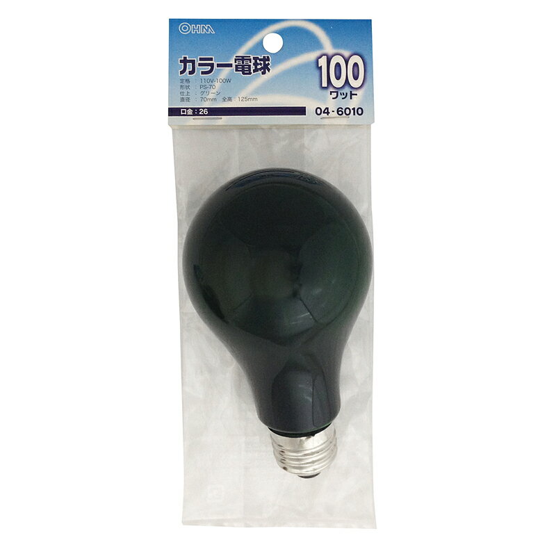 Rakuten - 白熱電球 カラー E26 100W グリーン LB-PS7600-CG 04-6010