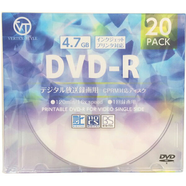 ヴァーテックス 録画用DVD-R 16倍速 20枚ケース D