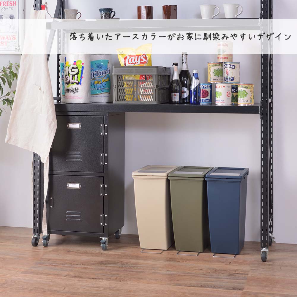 アースカラーシリーズ フラップふた付きスリムゴミ箱20L ごみ箱 袋が見えない ダストボックス 分別ゴミ箱 ペールボックス ベージュグリーン ネイビー 緑 濃紺 分別ごみ箱 ごみ分別 ゴミ分別 ふた付き フタ付き 蓋付き 20L 20リットル スリム 薄型 屋内 分別 [2]
