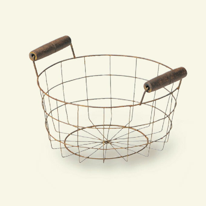 かご カゴ 籠 バスケット 店舗什器 小物入れ 小物収納ケース おしゃれ かわいい 可愛い アジアン シンプル ナチュラル 編み ワイヤー 丸型 ラウンド 軽い 軽量 小さい 小さめ ミニ 持ち手付き ハンドルタイプ リビング ダイニング 屋外 お庭 ガーデン かご