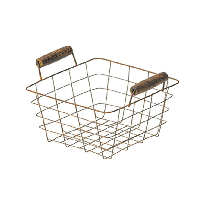 かご カゴ 籠 バスケット 店舗什器 小物入れ 小物収納ケース おしゃれ かわいい 可愛い アジアン シンプル ナチュラル 編み ワイヤー 角型 スクエア 軽い 軽量 小さい 小さめ ミニ 持ち手付き ハンドルタイプ リビング ダイニング 屋外 お庭 ガーデン かご