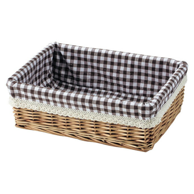 樂天商城 - かご カゴ 籠 バスケット 店舗什器 小物入れ 小物収納ケース 収納ボックス 収納ケース おしゃれ かわいい 可愛い アジアン シンプル ナチュラル 編み 煮柳 角型 スクエア 横長 大きい 大きめ 軽い 軽量 布付き 生地つき チェック柄 カラーボックス用 かご