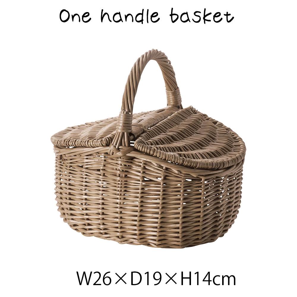 樂天商城 - 煮柳 1本手かご バスケット 小物入れ 煮柳 持ち手付き ハンドル付き フタ付き 深型 丸型 ディスプレイ用 店舗什器 店舗用 陳列 天然素材 ナチュラル シンプル アジアン おしゃれ 北欧 和風 パン屋 雑貨屋 レストラン カフェ 店 ハンドメイド アジアン雑貨 編み エスニック