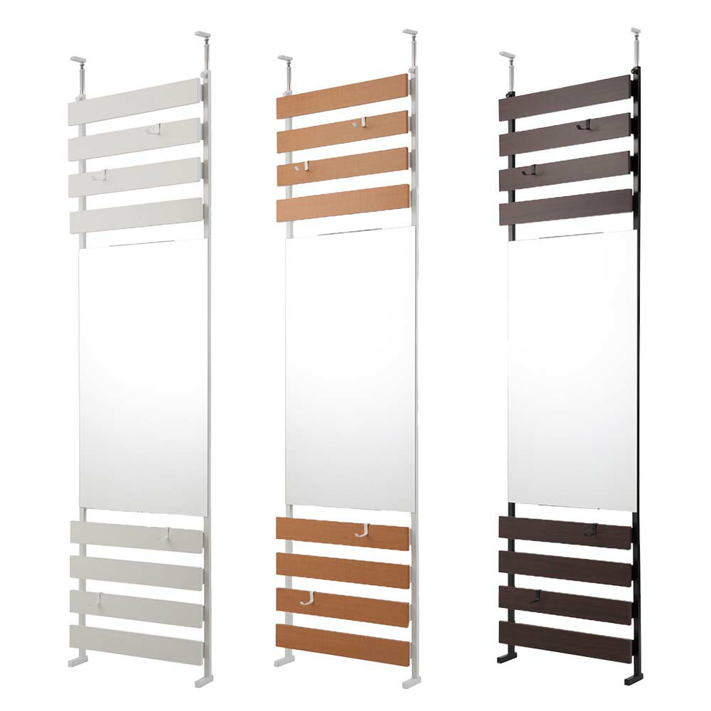 日本製 突っ張り立体ミラーラック 幅60 ハイタイプ 突っ張りラック 鏡 ミラーラック ラダーラック パー..