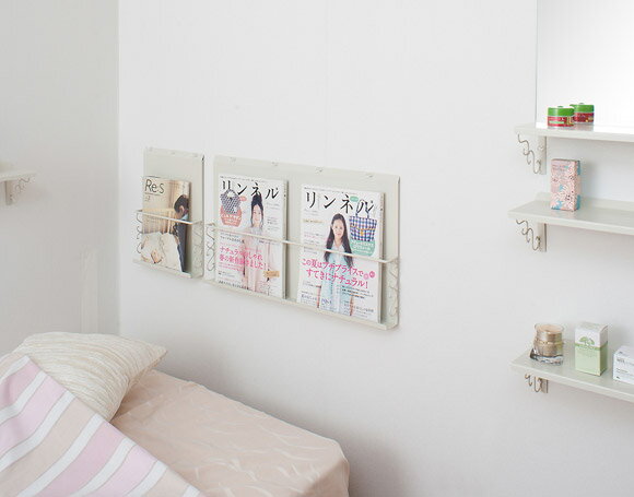 《日本製》 壁掛けマガジンディスプレイ棚大2枚セット オフホワイト アイボリー ダークブラウン マガジンラック 飾り棚 壁掛けラック ディスプレイ棚 ディスプレイラック 雑誌収納 壁掛け棚　ウォールラック　ウォールシェルフ おしゃれ かわいい ディスプレイ リビング 寝室