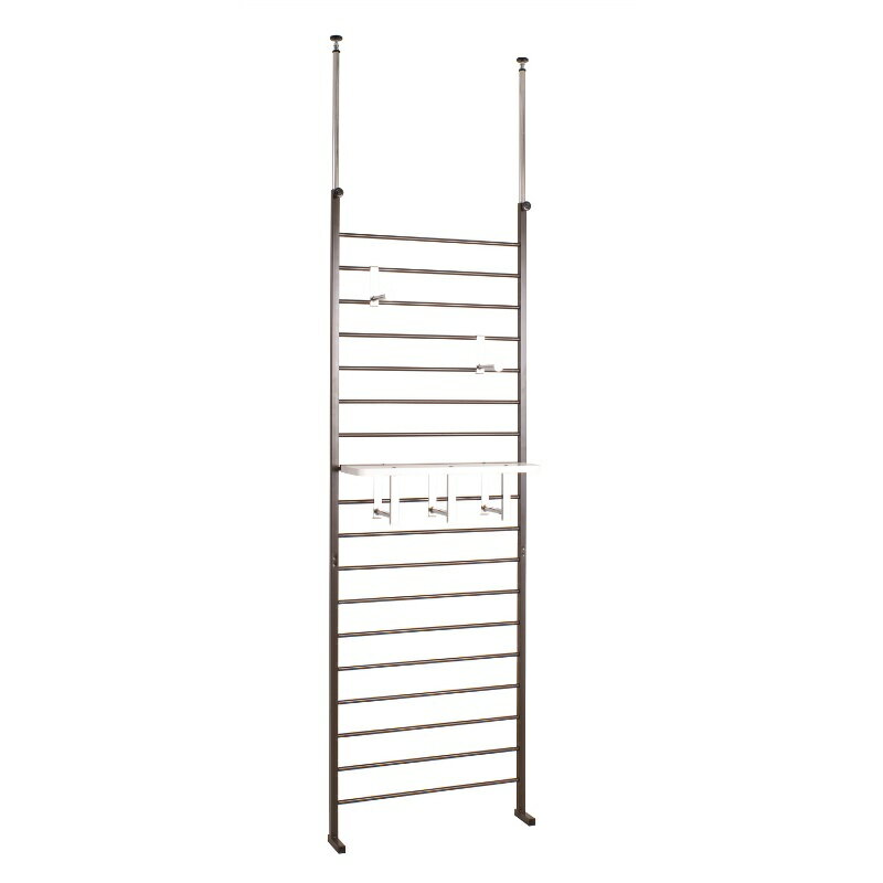 日本製 突っ張り ラダーラック 幅65cmダークブラウン つっぱりハンガー 壁面収納 つっぱりラック 突っ張りラック パーティションラック パーテーションラック...