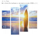アートパネル Bello Canvas Art Surfboard on the beach at sunset 4枚セット 壁掛け 絵画 横×縦 壁飾り 額縁...