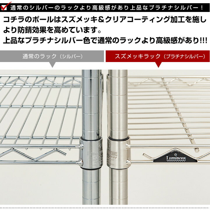 ルミナス 公式 パーツ 部品 基本ポール 高さ120 ポール 柱 プレミアム専用 スチールラック ラック ポール径 25mm おしゃれ 業務用 収納 棚 収納棚 ワイヤーシェルフ オープンラック パイプラック キッチン収納 プレミアム 長さ122.5cm 25p120-s