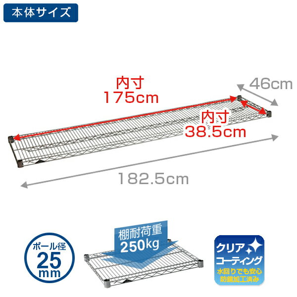 ラック スチールラック パーツ 幅180 奥行45モデル 棚板 業務用 頑丈 防錆 サビに強い ポール径25mm メタル ラック シェルフ スチール棚 ラック luminous ルミナス 純正品 レギュラー 4枚セット SHL1845SL