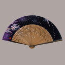 手描絹貼扇子 紺地 さくら まとめ買い5本