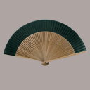 絹貼扇子 大短地(緑) まとめ買い10本