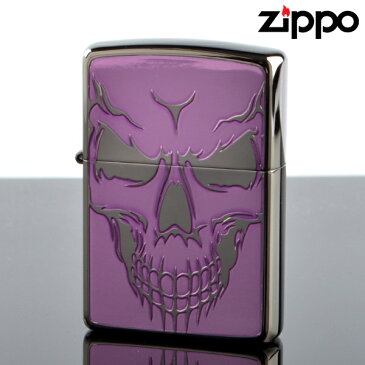 fukashiro ZIPPO 1201s489 ダブルスカル パープル エッチング 両面加工 BKニッケル ジッポライター 【新品・正規品・送料無料】 ギフト 【】